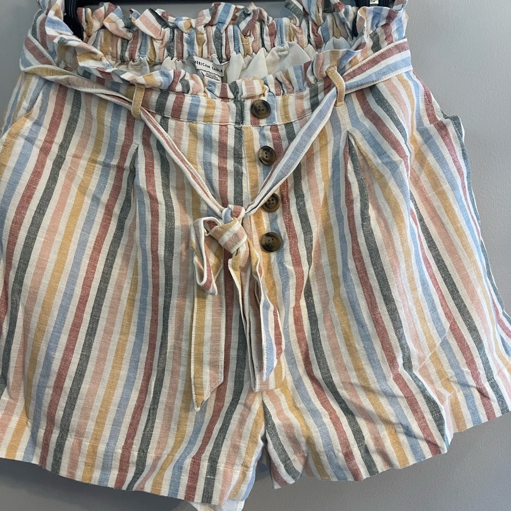 American Eagle Outfitters Pastel Striped High Waist Shorts
